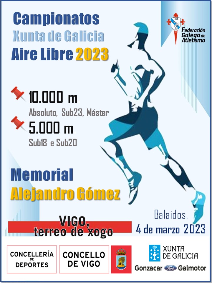 Campionato Xunta de Galicia 10.000 Abs-Sub 23-Master e 5000 Sub20-Sub18-Memorial Alejandro Gómez